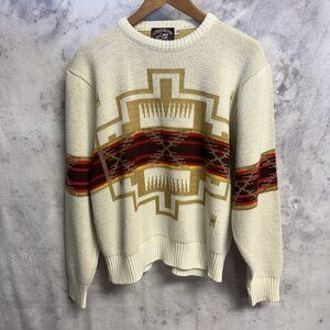 Vintage Victoria Dry Goods Aztec Sweater Adult Large White Southwest